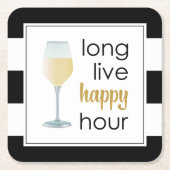 Lang leve Happy Hour Grappig Drink Quote Kartonnen Onderzetters (Voorkant)