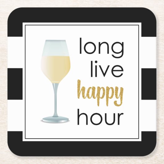 Lang leve Happy Hour Grappig Drink Quote Kartonnen Onderzetters (Voorkant)