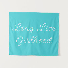 Lang leve meisjeskamer speelgoedruimte blauwe kind wandkleed