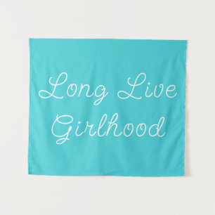 Lang leve meisjeskamer speelgoedruimte blauwe kind wandkleed