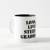 Lang leve steile rangen fietsen tweekleurige koffiemok (Voorkant links)