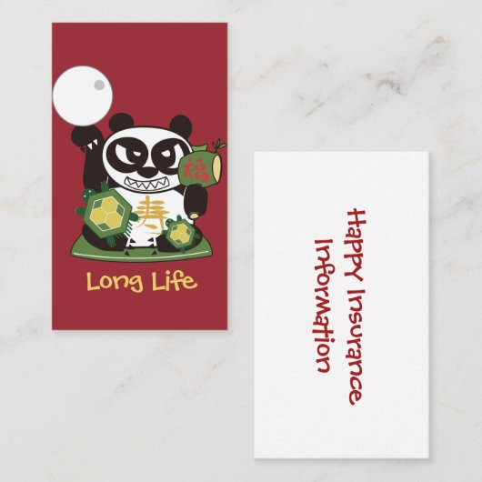 Lang leven God Panda Lucky Charm Visitekaartje (Voorkant / Achterkant)