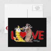 Lang op Love-Cat en Hond Briefkaart (Voorkant / Achterkant)