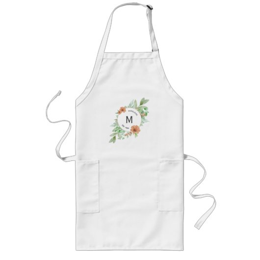 Lang schort - Gepersonaliseerd cadeau - ‘Bloemenpe (Voorkant)