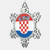Lang symbool land Kroatië Tin Sneeuwvlok Ornament (Rechts)