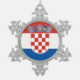 Lang symbool land Kroatië Tin Sneeuwvlok Ornament