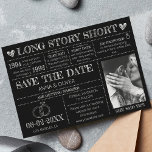 Lang verhaal Korte bruiloft Bewaar de datum Foto Kaart<br><div class="desc">Introductie van onze betoverende "Timeline of Love" Save the Date Wedding Kaart, een echt speciale manier om je aankomende feest aan te kondigen en de prachtige reis van je liefdesverhaal te delen. Deze unieke kaart toont een boeiende tijdlijn, nauwgezet ontworpen om de belangrijke mijlpalen en gekoesterde momenten die uw relatie...</div>