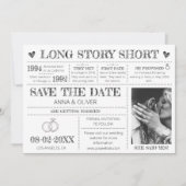 Lang verhaal Korte bruiloft Bewaar de datum Foto Kaart (Voorkant)