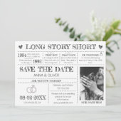 Lang verhaal Korte bruiloft Bewaar de datum Foto Kaart (Staand voorkant)