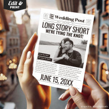 Lang verhaal Korte bruiloft Bewaar de datum Krant