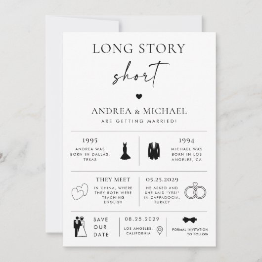 Lang verhaal Korte Infographic Save the Date Bruil Kaart (Voorkant)