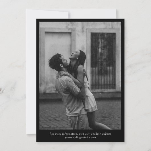 Lang verhaal Korte tijdlijn Infographic Zwart Save The Date (Achterkant)