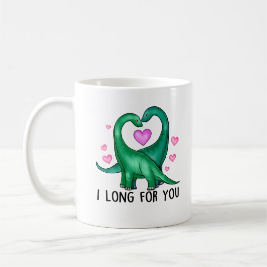 Lang voor jullie Funny Dinosaur Valentijnsdag Koffiemok (Links)