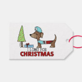 Lang voor Kerstmis-Dachshund Cadeaulabel (Voorkant (Horizontaal))
