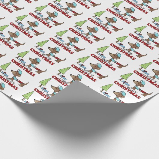 Lang voor Kerstmis-Dachshund Cadeaupapier (Hoek)