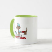 Lang voor Kerstmis-Dachshund Mok (Voorkant links)