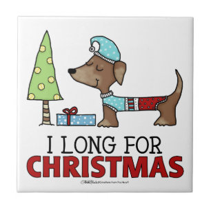 Lang voor Kerstmis-Dachshund Tegeltje
