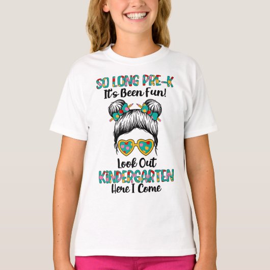 Lang voorschoolse Hallo Kindergarten Girls Messy B T-shirt (Voorkant)