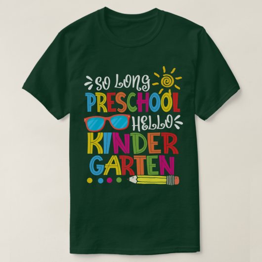Lang voorschoolse Hallo Kindergarten T-shirt (Design voorkant)