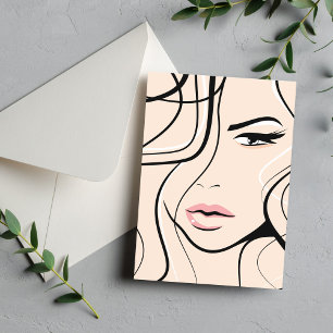 Lang vrouw gezicht briefkaart