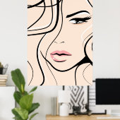 Lang vrouw gezicht poster (Thuiskantoor)