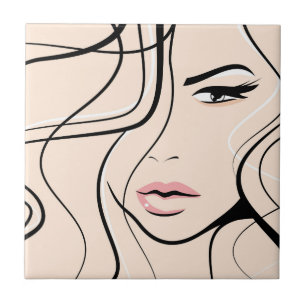 Lang vrouw gezicht tegeltje