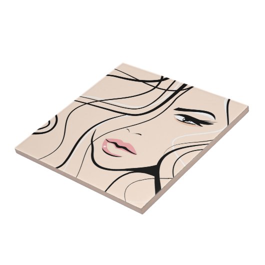 Lang vrouw gezicht tegeltje (Zijkant)