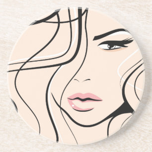 Lang vrouw gezicht zandsteen onderzetter