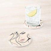 Lang vrouw gezicht zandsteen onderzetter (Zijkant)