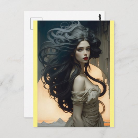 lang wild haar briefkaart (Voorkant / Achterkant)