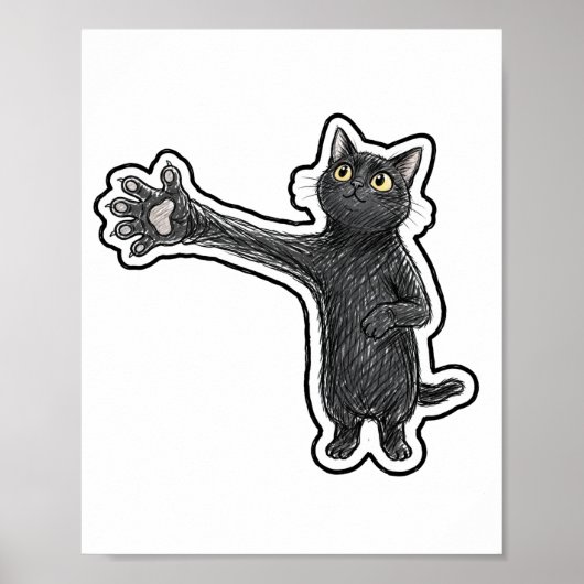 Langarm Zwarte Kat Poster (Voorkant)
