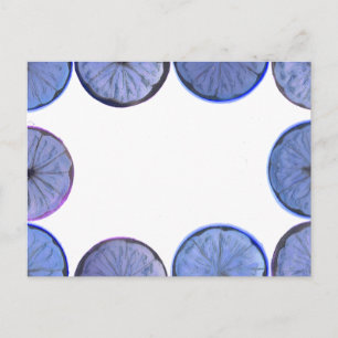 Langblauw Lemon en limoen slice-lijst Briefkaart
