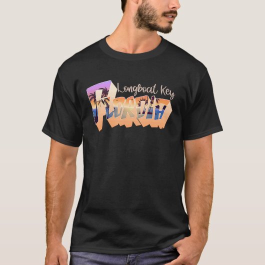 Langboot Key Florida Retro Sunset Vacking T-shirt (Voorkant)