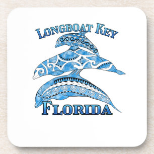 Langboot Key Florida Vacation Tribal Dolphins Bier Onderzetter