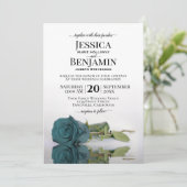 Langdurig Blauwgroen Turquoise Roos Elegant Weddin Kaart (Staand voorkant)