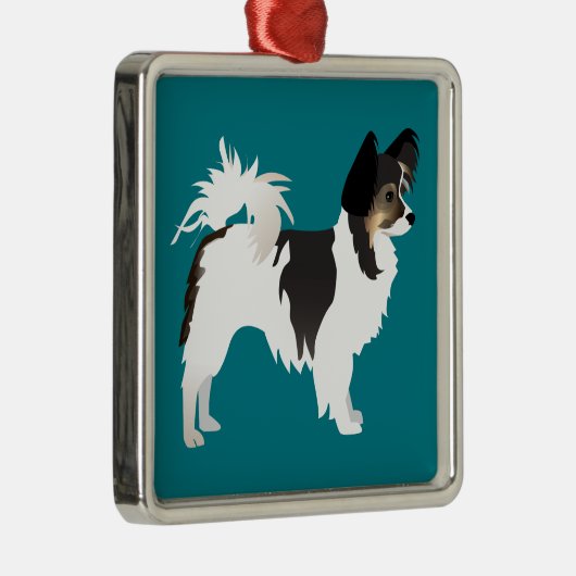 Langdurig Chihuahua of Papillon Basic Design Metalen Ornament (Rechts)