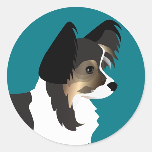 Langdurig Chihuahua of Papillon Basic Design Ronde Sticker (Voorkant)
