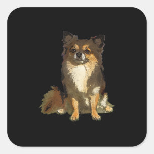 Langdurig gehaspelde Chihuahua Cute Cartoon Graphi Vierkante Sticker