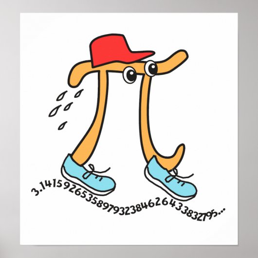 Langdurig pictogram van Pi © Funny Pi Guy Poster (Voorkant)