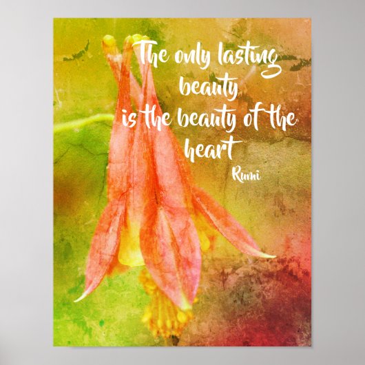 Langdurige Beauty Columbine Inspirerend Rumi Quote Poster (Voorkant)