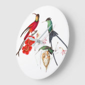 Langdurige Hummingbird Birds Floral Wall Clock Grote Klok (Hoek)