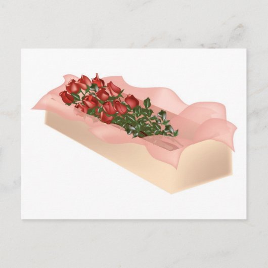 Langdurige roze rozen in doos briefkaart (Voorkant)
