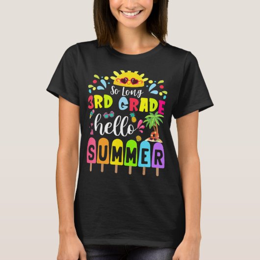 Lange 3e klas Hallo zomerleraar T-shirt (Voorkant)