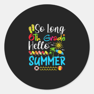 Lange 6e klas Hallo zomerdag op school. Ronde Sticker