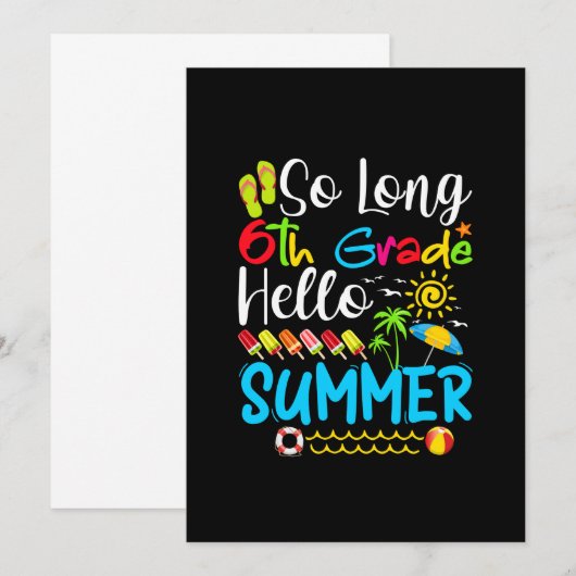 Lange 6e klas Hallo zomerdag op school. Save The Date (Voorkant / Achterkant)