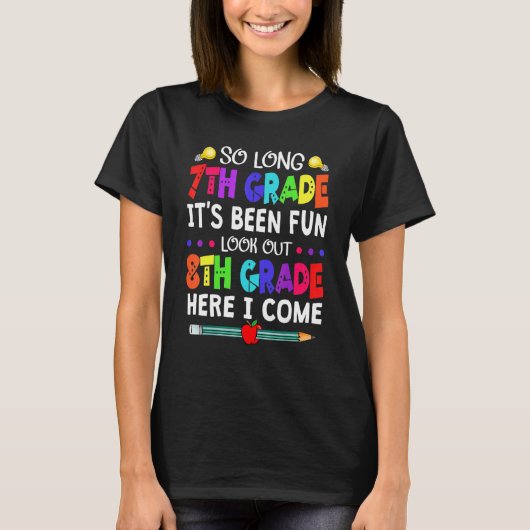 Lange 7e graad: 8° terug naar Schoo T-shirt (Voorkant)