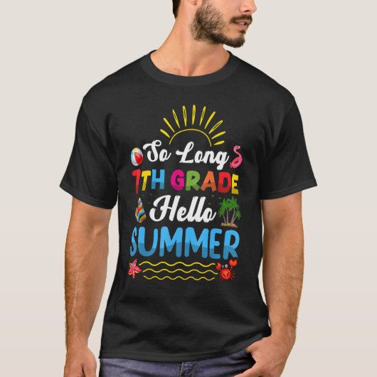 Lange 7e klas docent Kinder Hallo Summe T-shirt (Voorkant)
