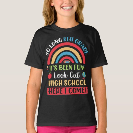 Lange 8-de-klas, Hallo middelbare school hier kom  T-shirt (Voorkant)