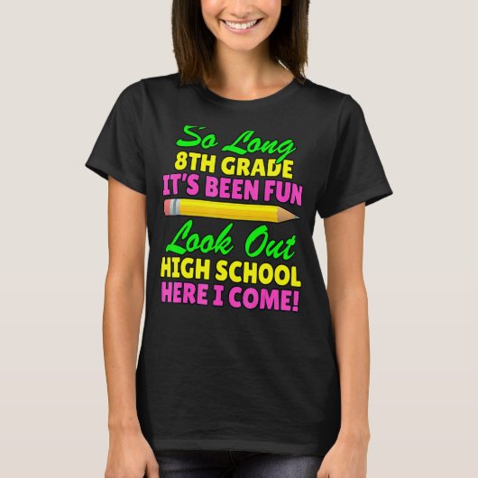 Lange 8e graad Hallo Afstuderen van de middelbare T-shirt (Voorkant)