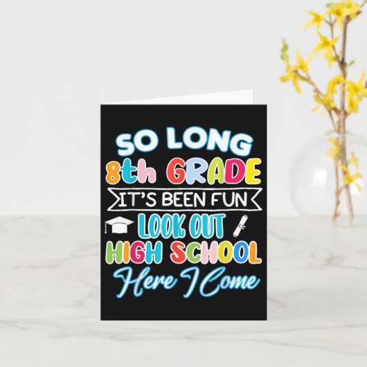 Lange 8e graad Hallo High School Afstuderen Fun Kaart (Gele Bloem)